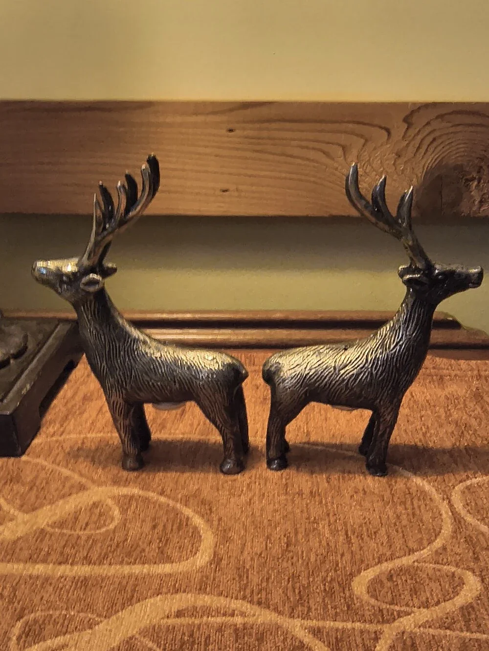 Rare Pottery Barn Silver Reindeer Salt & Pepper Shakers Stag/Deer